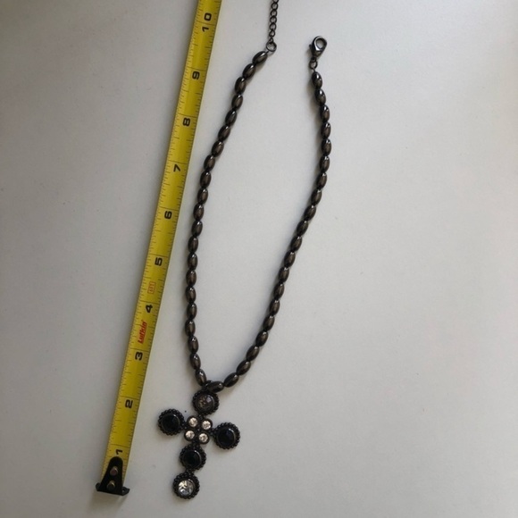 Vintage Cookie Lee Black Cross Rhinestone Necklace Bracelet Earrings Full Set - Picture 10 of 16